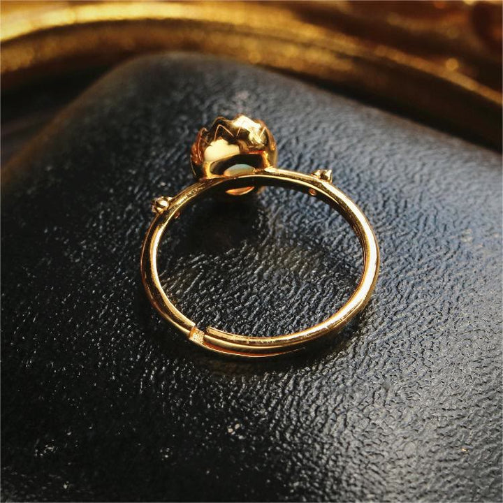 Collana con anello dorato giallo opale Olivenorma