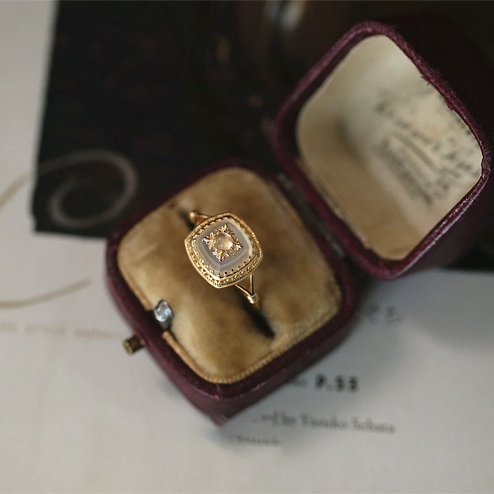 Anello vintage in quarzo trasparente quadrato Olivenorma - image 11