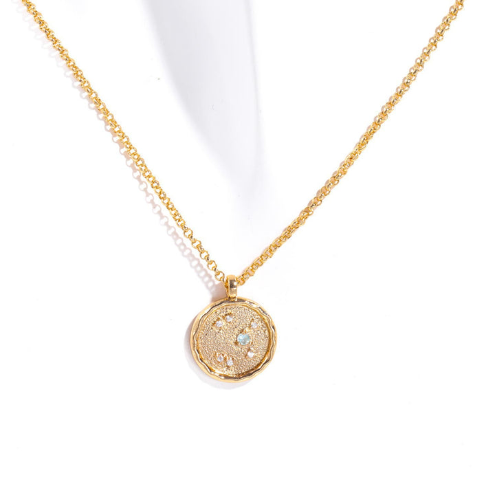 Collana con pietra portafortuna dello zodiaco in zircone bianco Olivenorma 