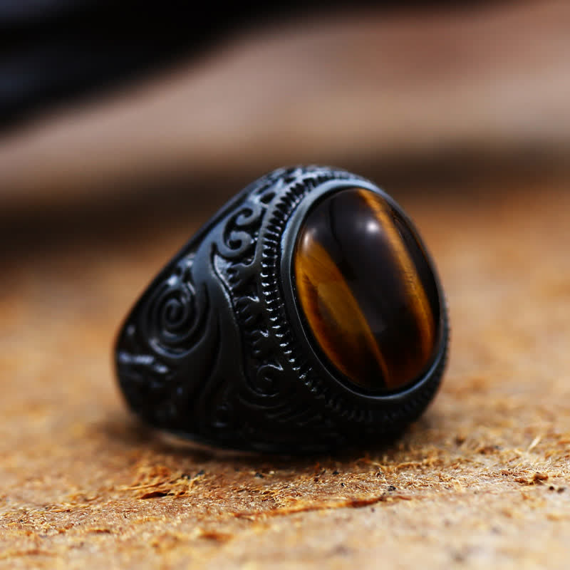 Anello in acciaio inossidabile turchese nero Olivenorma