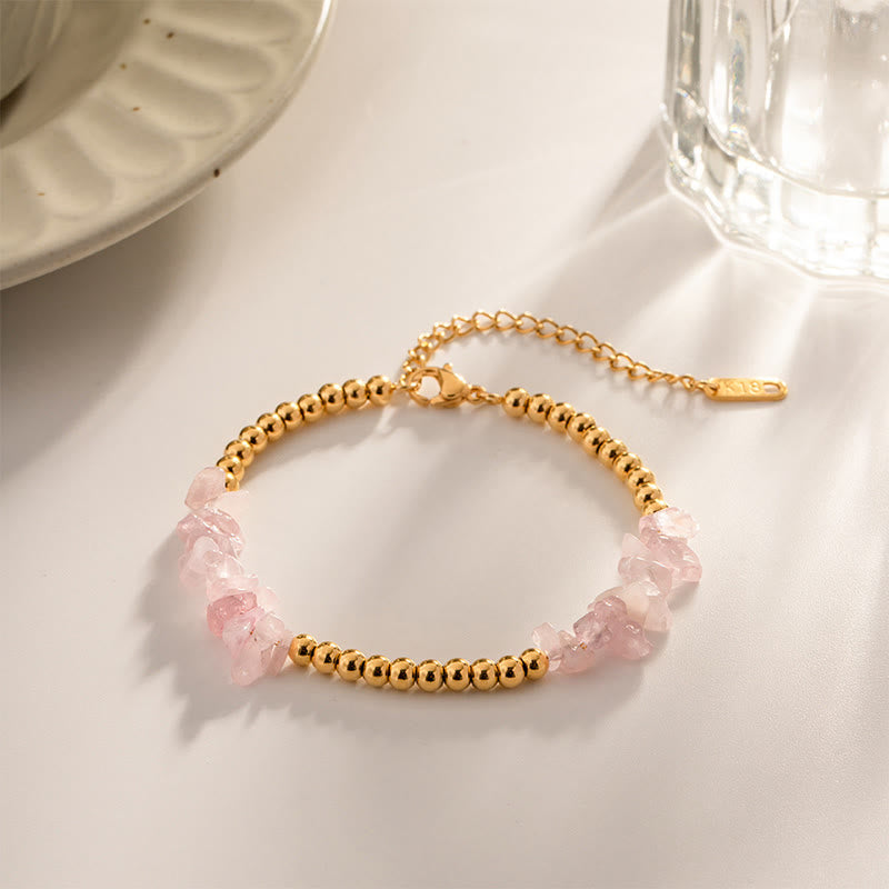 Bracciale Olivenorma con perline dorate in cristalli naturali frantumati