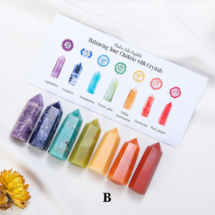 Olivenorma Chakra Pietra grezza Decorazione Set Bacchette di Cristallo