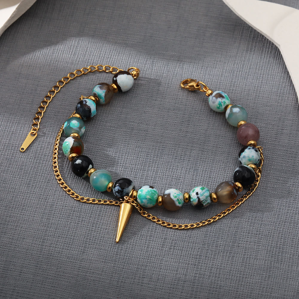 Bracciale Olivenorma multicolore in acciaio inossidabile 18K con turchese africano 