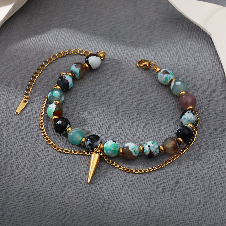 Bracciale Olivenorma multicolore in acciaio inossidabile 18K con turchese africano 
