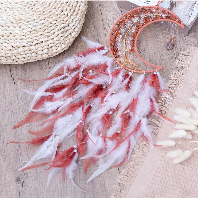 Olivenorma Ghiaia naturale intrecciata Albero della vita Luna Dream Catcher