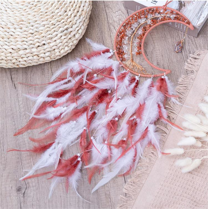 Olivenorma Ghiaia naturale intrecciata Albero della vita Luna Dream Catcher