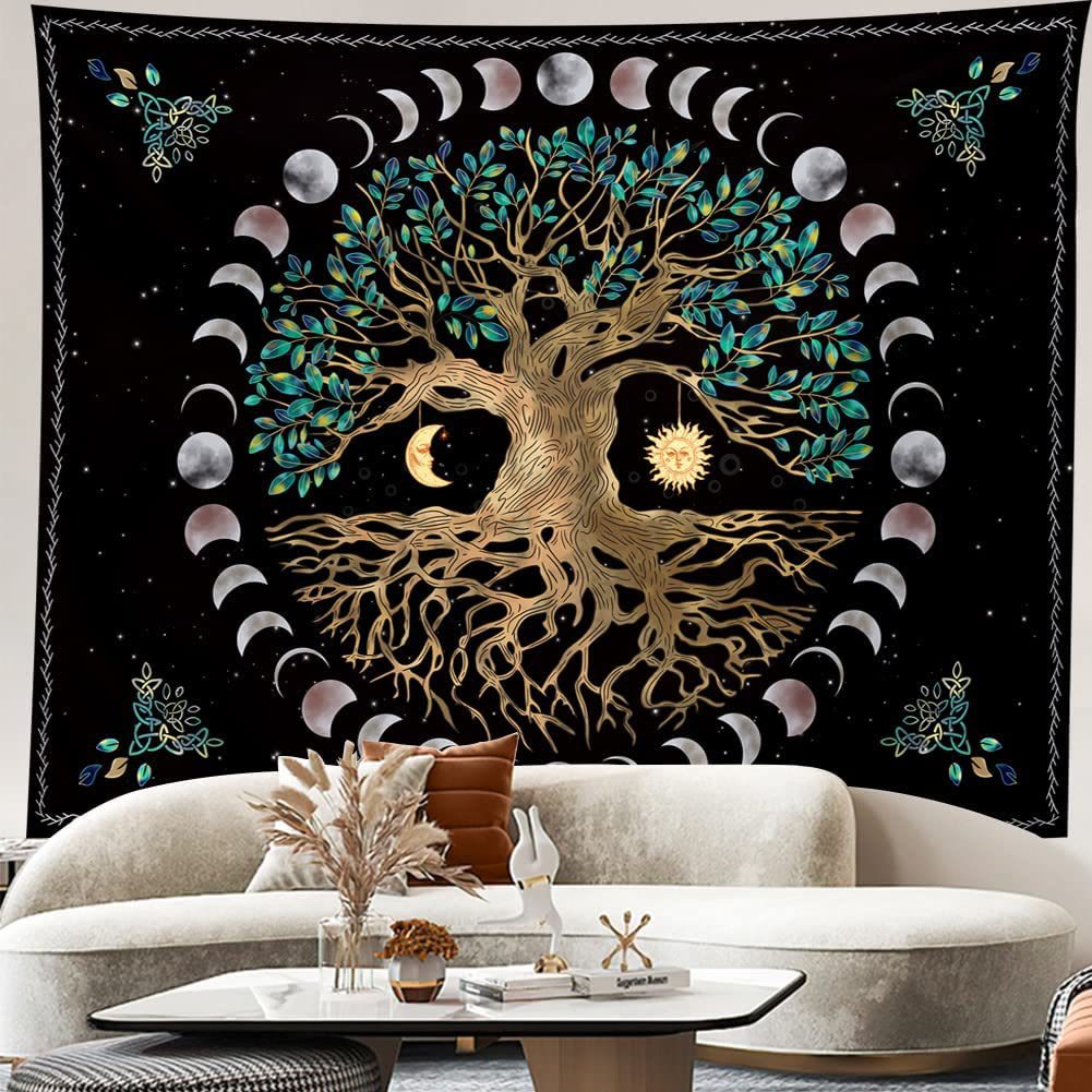 Olivenorma Fase lunare Albero della vita Arazzo 