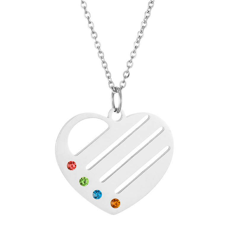 Collana con ciondolo con nome e pietra portafortuna a forma di cuore Olivenorma