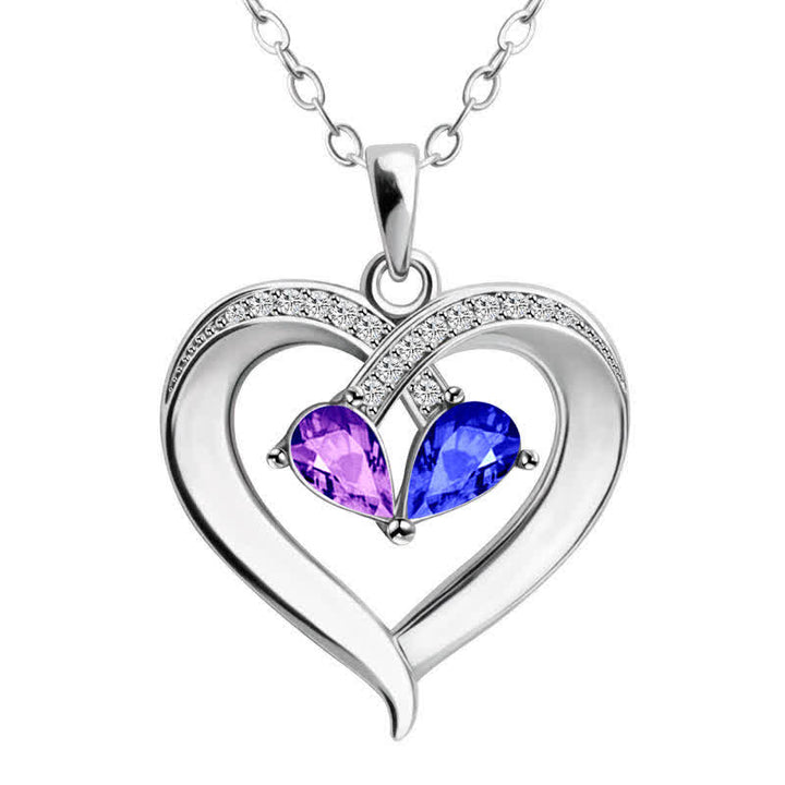 Collana personalizzata e incisa con pietre portafortuna a forma di cuore Olivenorma