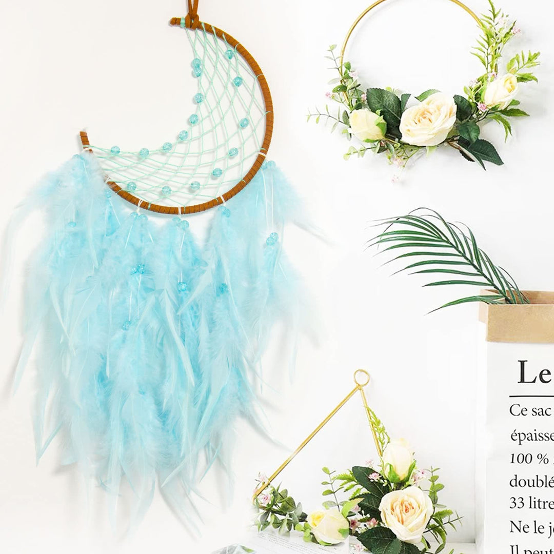 Olivenorma Acchiappasogni a forma di luna in giada viola turchese con perline fatto a mano 