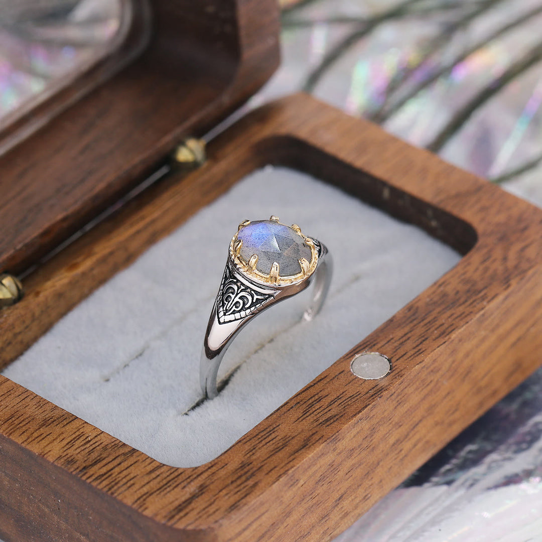 Anello in argento sterling 925 con labradorite naturale Olivenorma