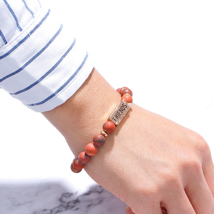 Bracciale con incisione Best Friend in pietra preziosa naturale Olivenorma