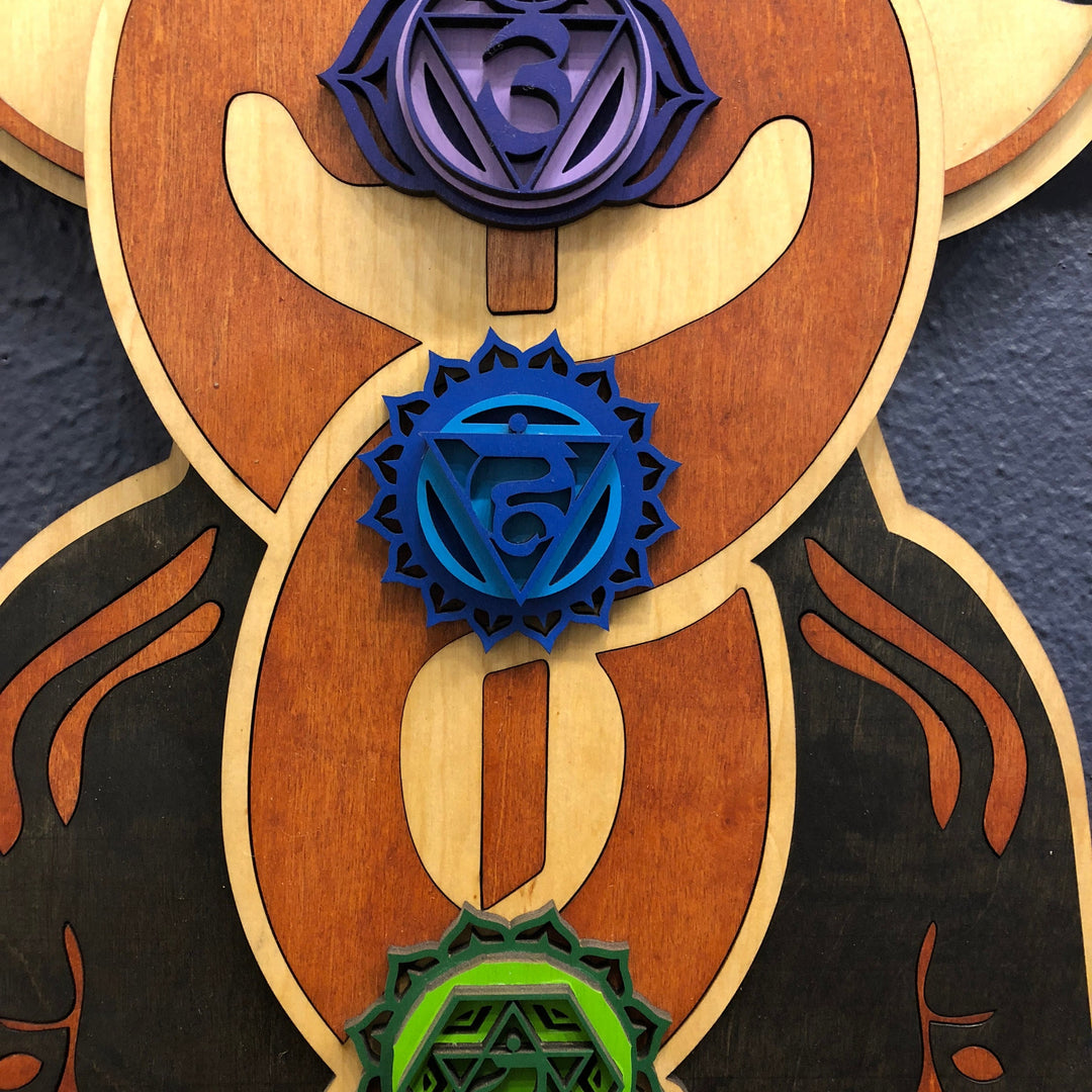 Olivenorma Kundalini Chakra Decorazione murale in legno dipinto a mano