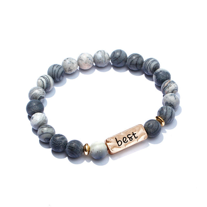 Olivenorma Natural Gemstone Best Friend Forever Set di 3 bracciali con incisione