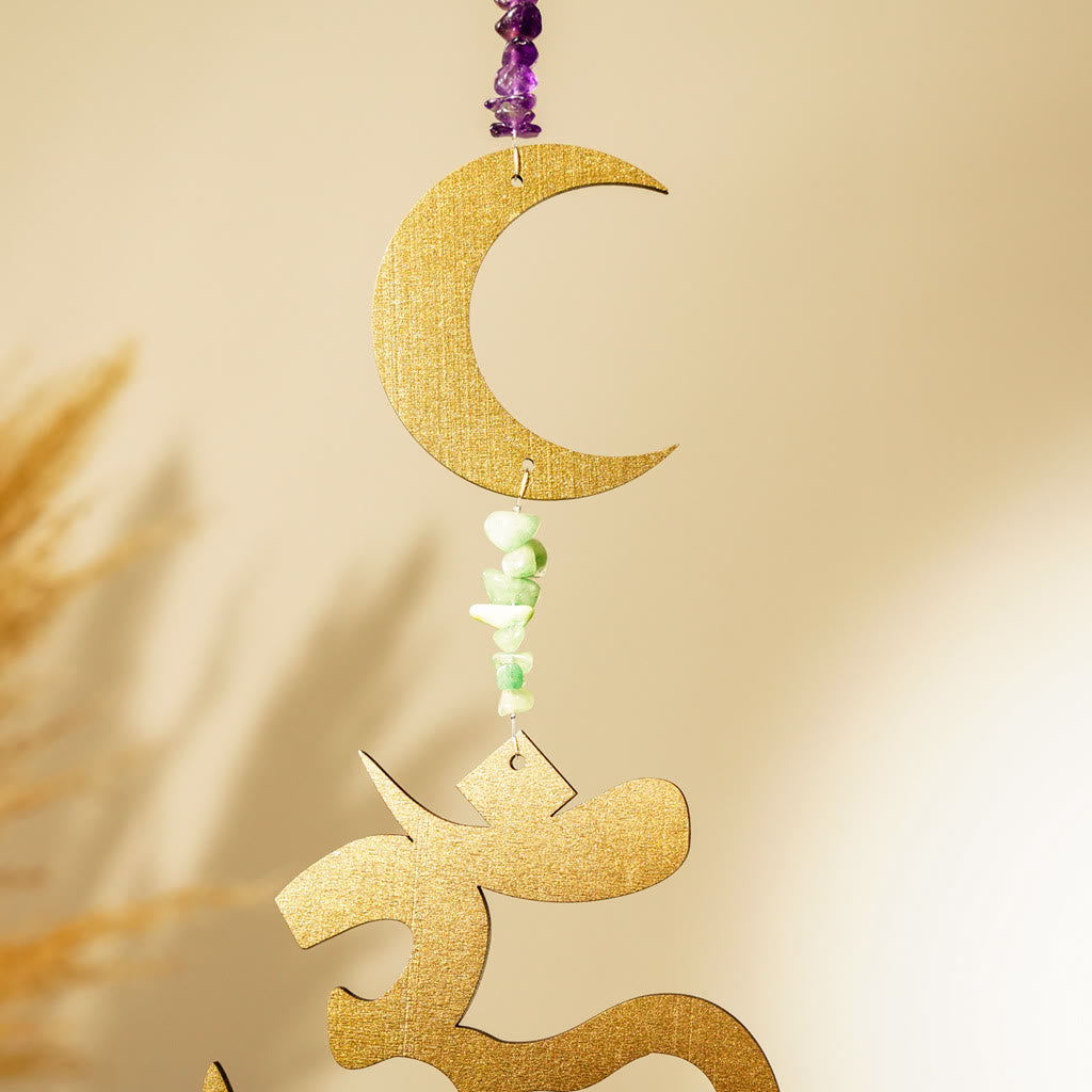 Decorazione da parete Olivenorma Rainbow Gemstone Lotus OM Moon