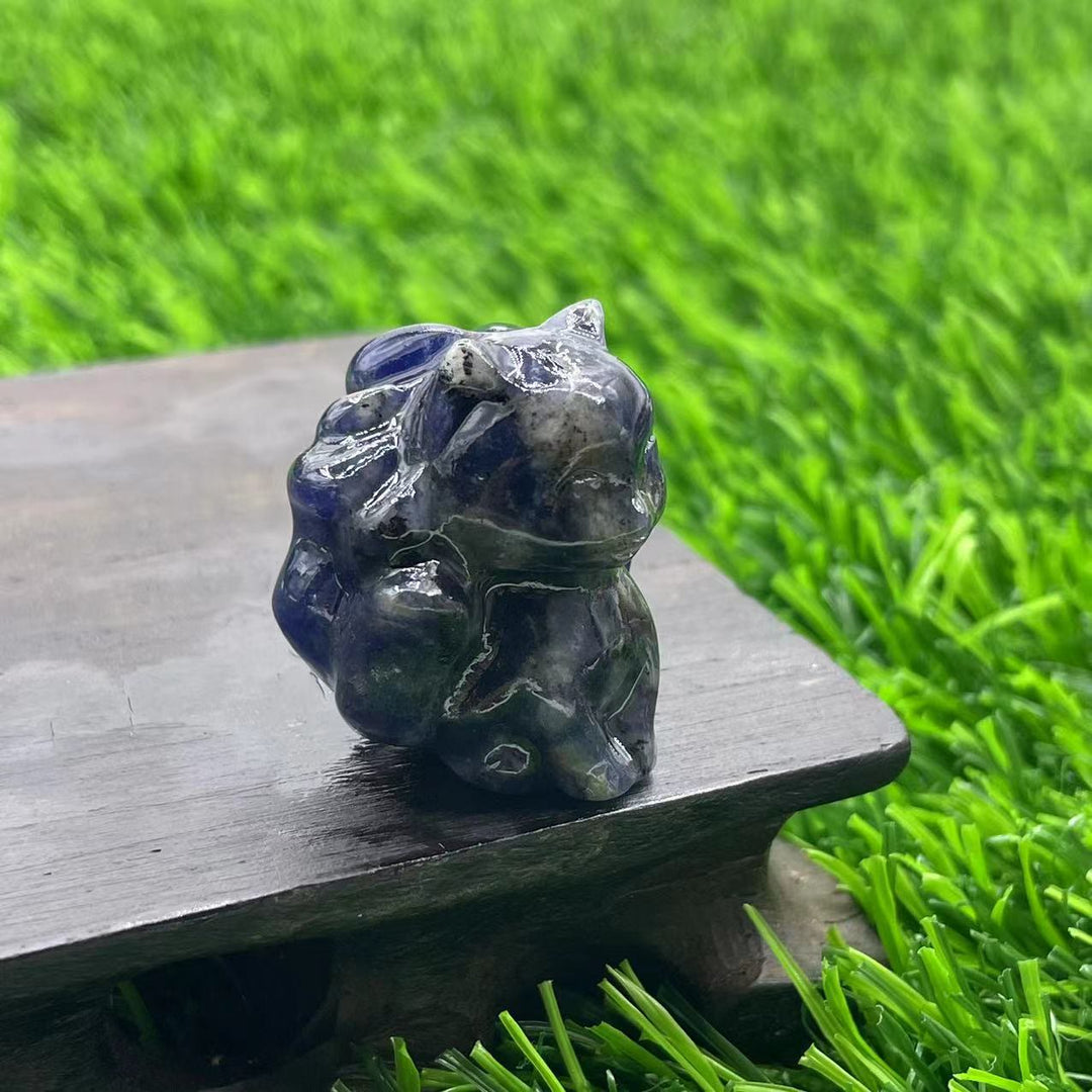 Olivenorma Pietra Naturale 3cm Decorazione in Pietra Preziosa a Forma di Volpe a Nove Code 