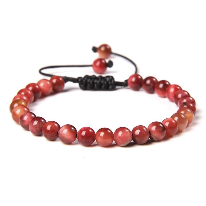 Bracciale intrecciato con perline di pietra naturale Olivenorma da 6 mm 