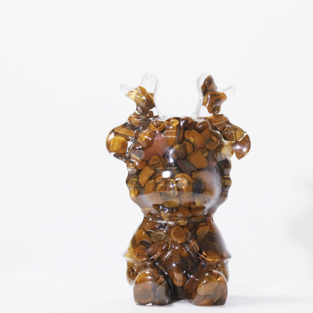 Ornamento di alce in cristallo naturale Olivenorma, decorazione con pietre preziose