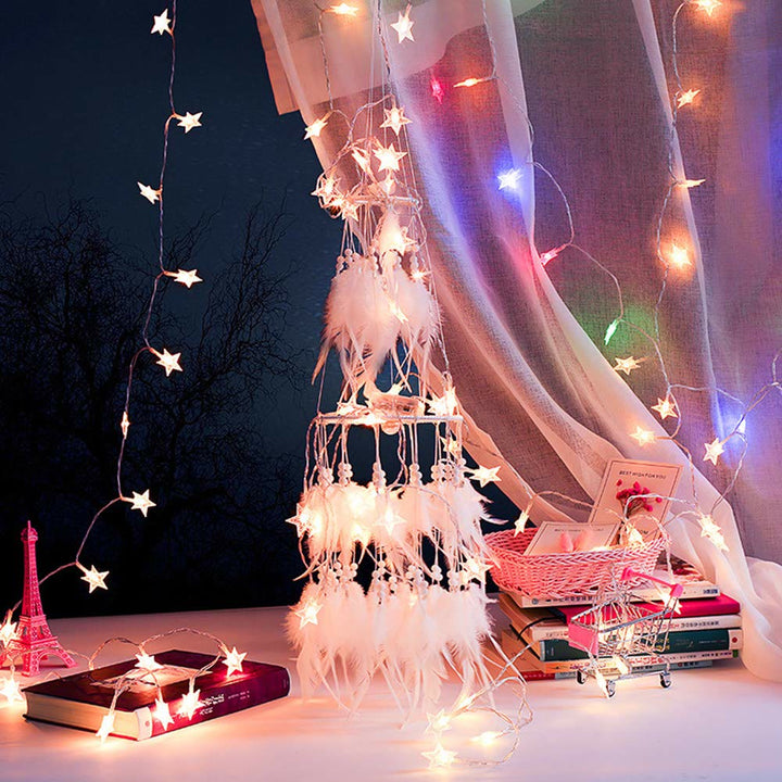 Olivenorma Doppio Cerchio Piuma LED Luce Dream Catcher 