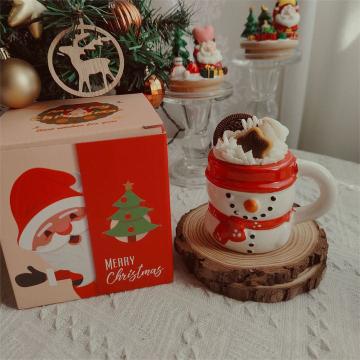 Olivenorma Natale Babbo Natale Pupazzo di neve Alce Tazza Candela