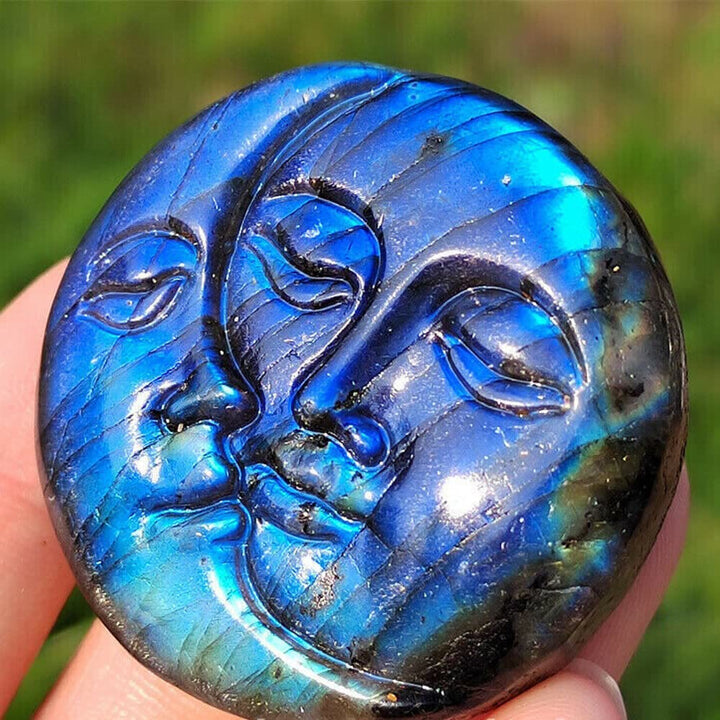 Ornamenti con faccia di luna in labradorite naturale Olivenorma , decorazione con pietre preziose 