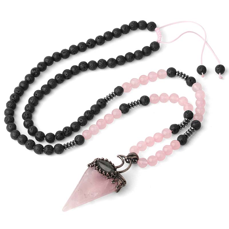Collana di perline da meditazione prismatica in pietra naturale Olivenorma