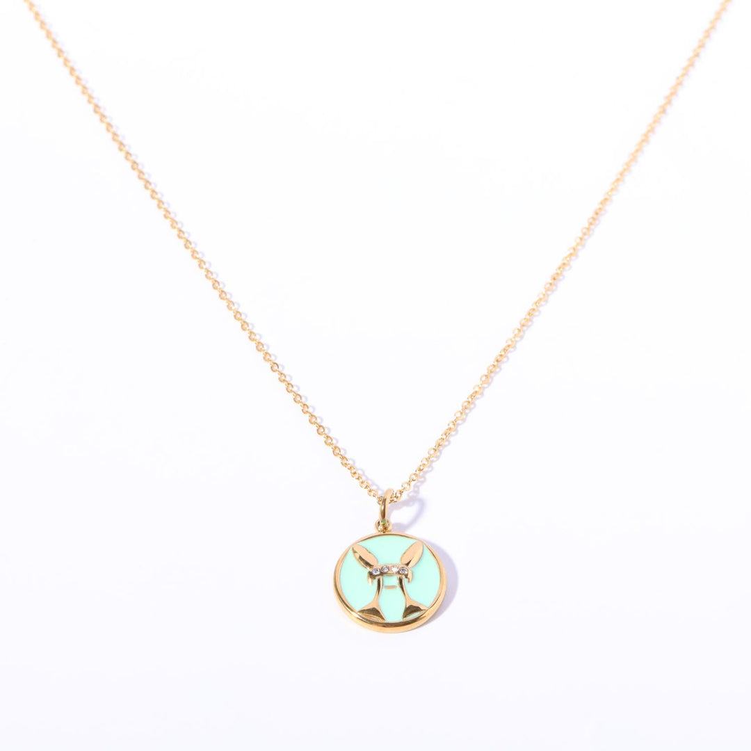 Collana Olivenorma in acciaio inossidabile 18k con zircone bianco e zodiaco vintage
