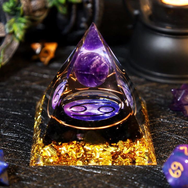 Olivenorma Ametista Palla Ossidiana Ghiaia Zodiaco Cancro Orgone Piramide