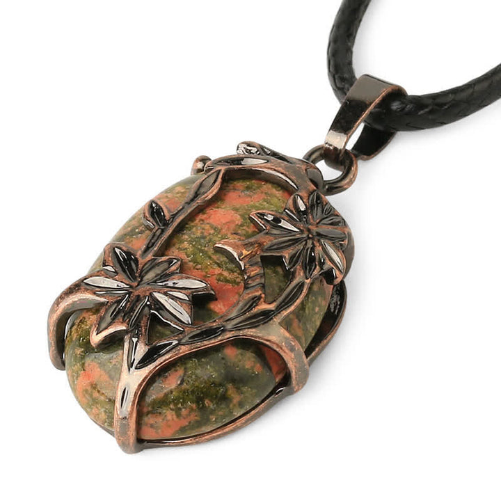 Collana con fiore in ottone e ametista Olivenorma avvolto in cristallo
