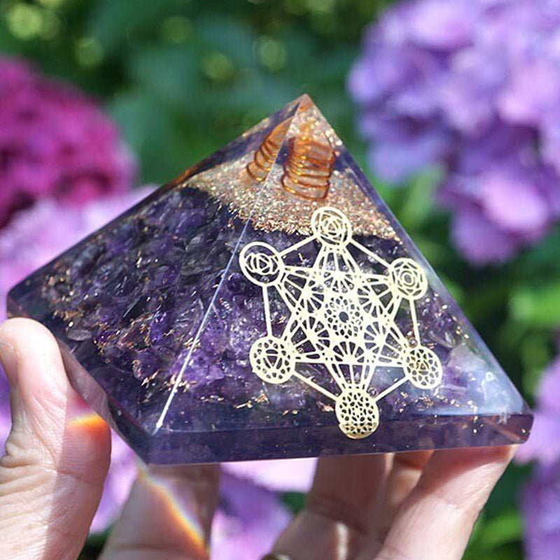 Pilastro di cristallo trasparente Olivenorma Cubo di Metatron Piramide di Orgone 