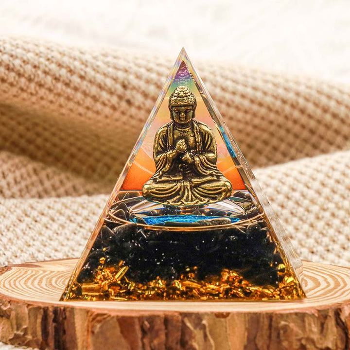 Olivenorma Ossidiana Buddha Protezione Piramide Orgonica 