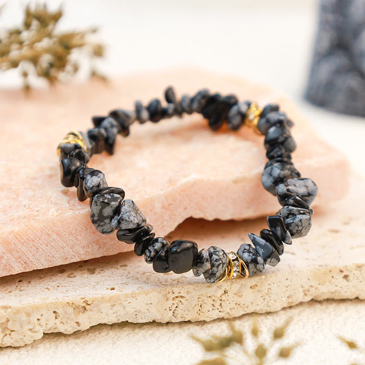 Bracciale Olivenorma con perline di cristallo frantumato e pietra irregolare