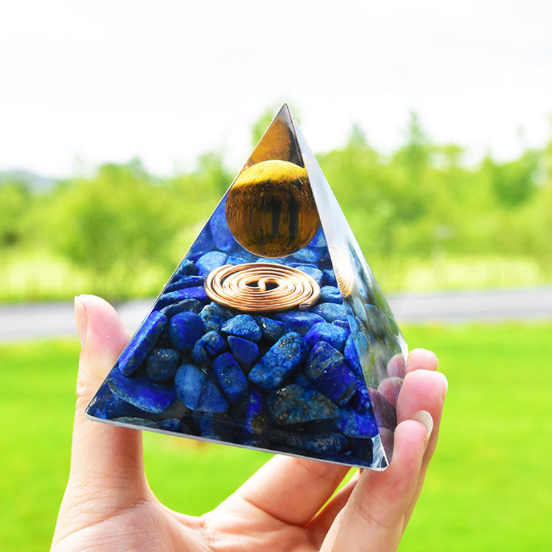 Olivenorma Lapislazzuli Occhio di Tigre Orgone Piramide