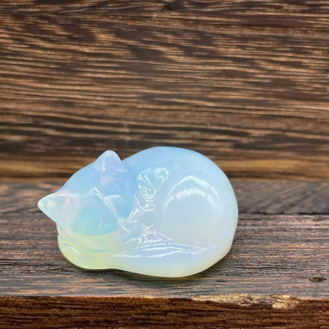 Olivenorma 4cm Decorazione in pietra preziosa di cristallo naturale a forma di gatto - Opalite - image 27