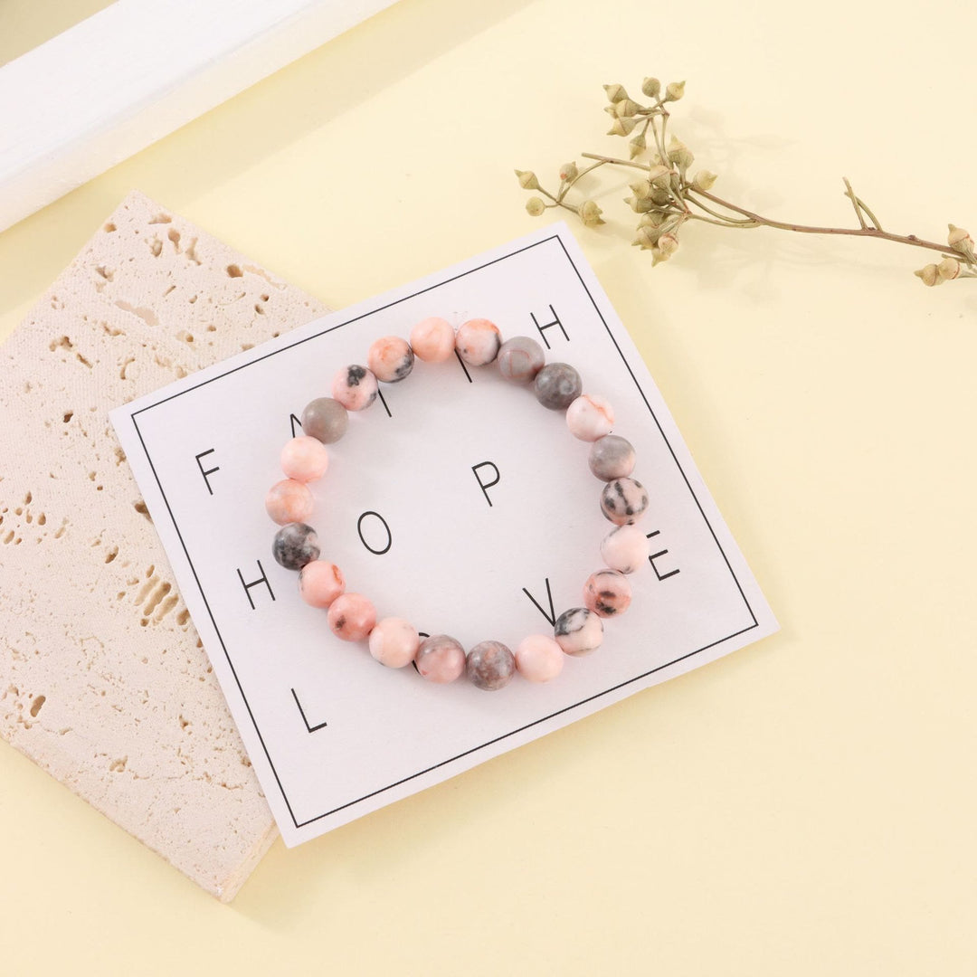 Braccialetto di perline fatto a mano Olivenorma Rodocrosite Rosa Zebra Stone da 8 mm 