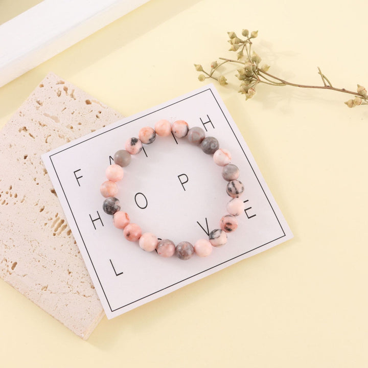 Braccialetto di perline fatto a mano Olivenorma Rodocrosite Rosa Zebra Stone da 8 mm 