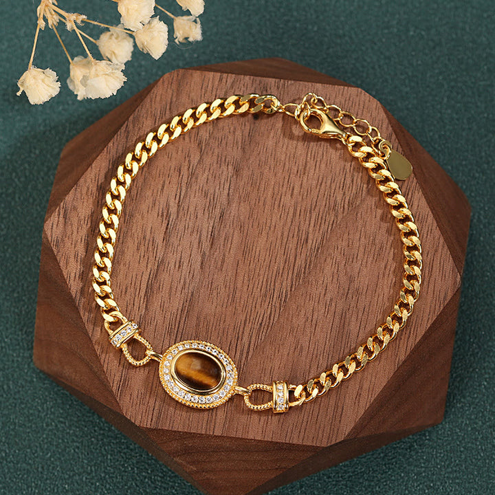 Olivenorma "The Book Of Galaxy" Bracciale in oro con occhio di tigre 