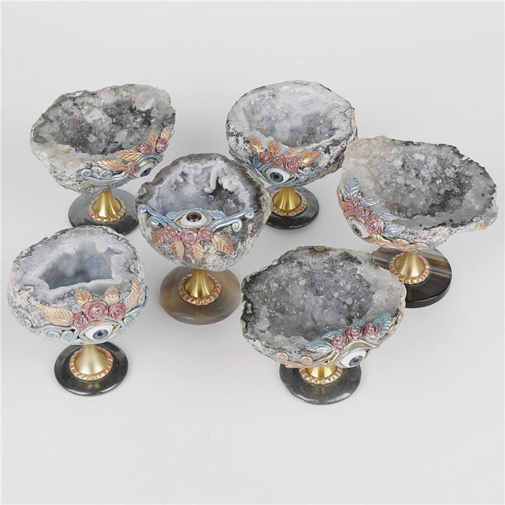 Decorazione con geode di cristallo naturale Olivenorma Santo Graal Malocchio 