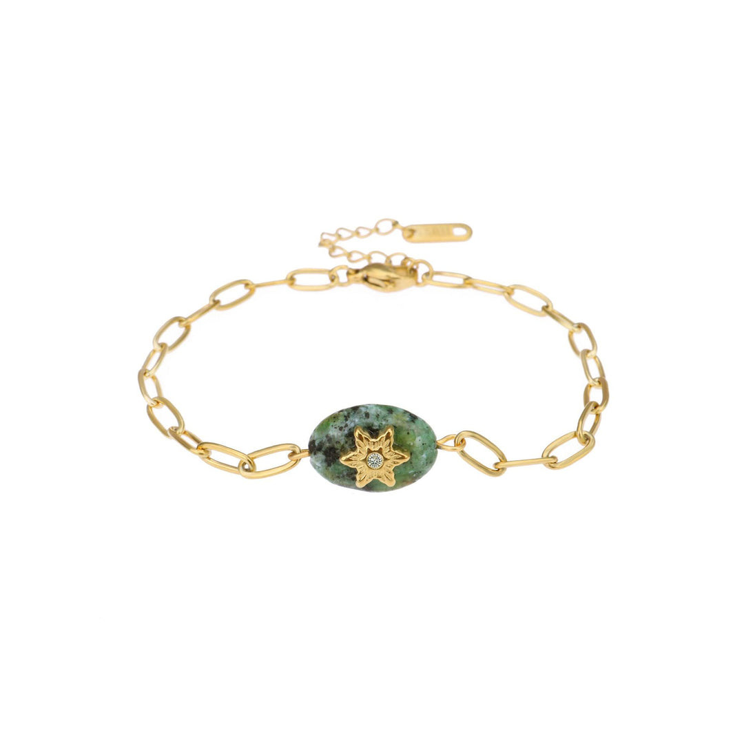 Set di bracciale impilabile Olivenorma Natural Stone in acciaio al titanio 