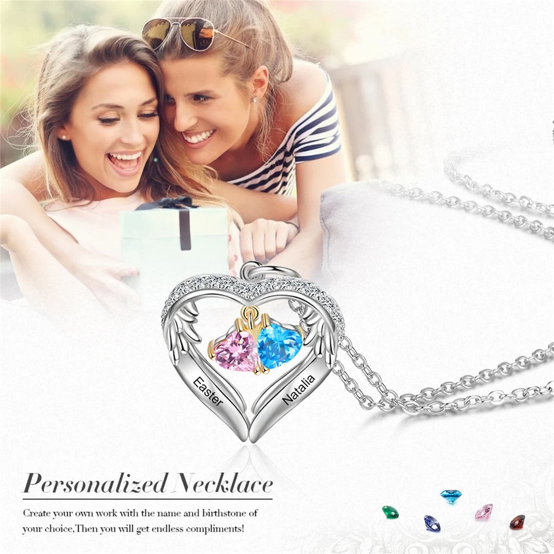 Olivenorma Collana regalo personalizzata con pietra portafortuna e nome inciso CZ