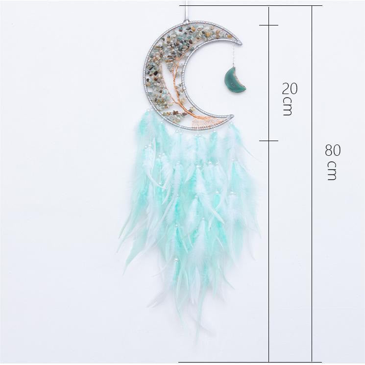 Olivenorma Ghiaia naturale intrecciata Albero della vita Luna Dream Catcher