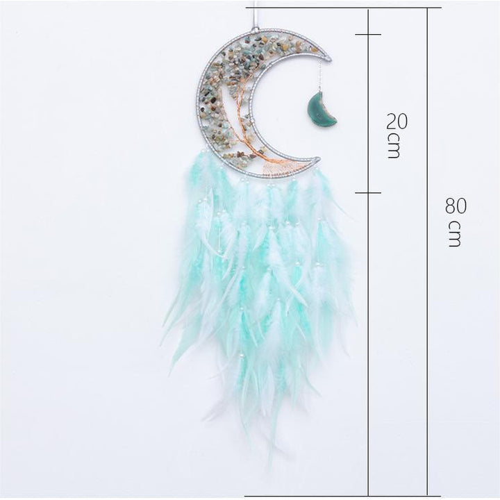 Olivenorma Ghiaia naturale intrecciata Albero della vita Luna Dream Catcher