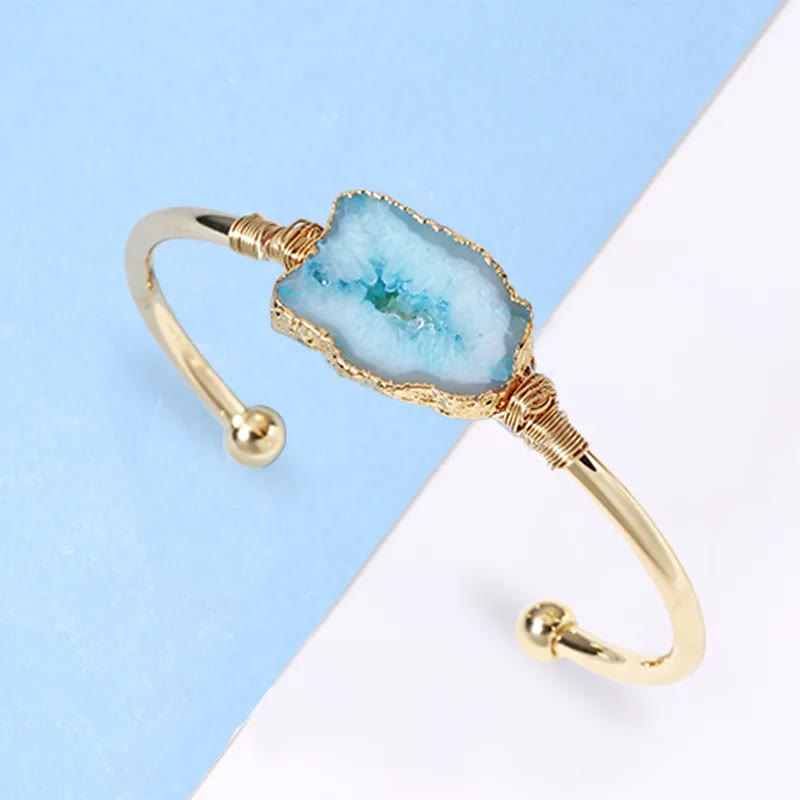 Braccialetto fatto a mano con avvolgimento a grappolo irregolare di agata naturale Olivenorma 