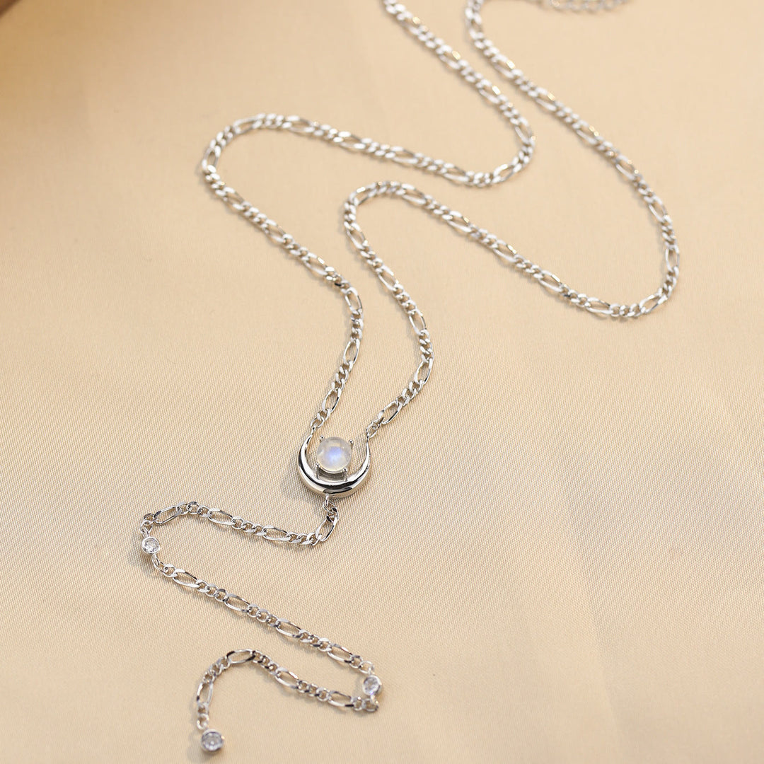 Collana con ciondolo a catena lunga con pietra di luna Olivenorma