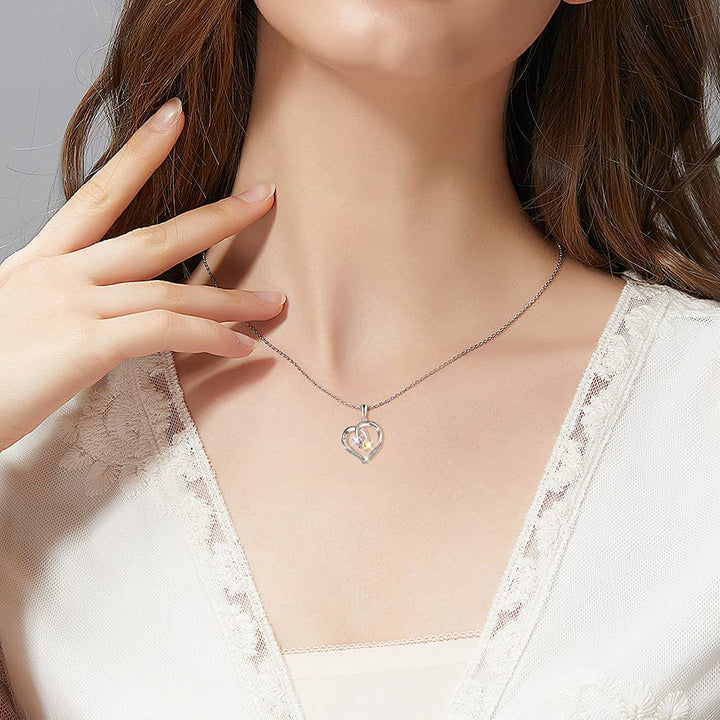 Olivenorma Custom Heart Promise 2 Pietre Portafortuna Nome Collana Incisione