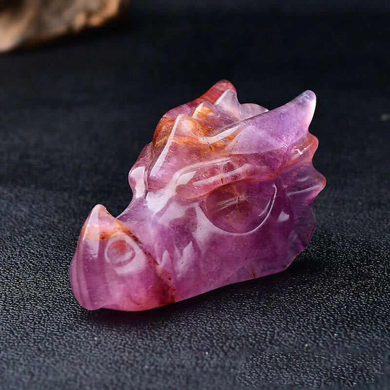 Olivenorma Decorazione con pietra preziosa a forma di teschio con testa di drago da 3,2 pollici