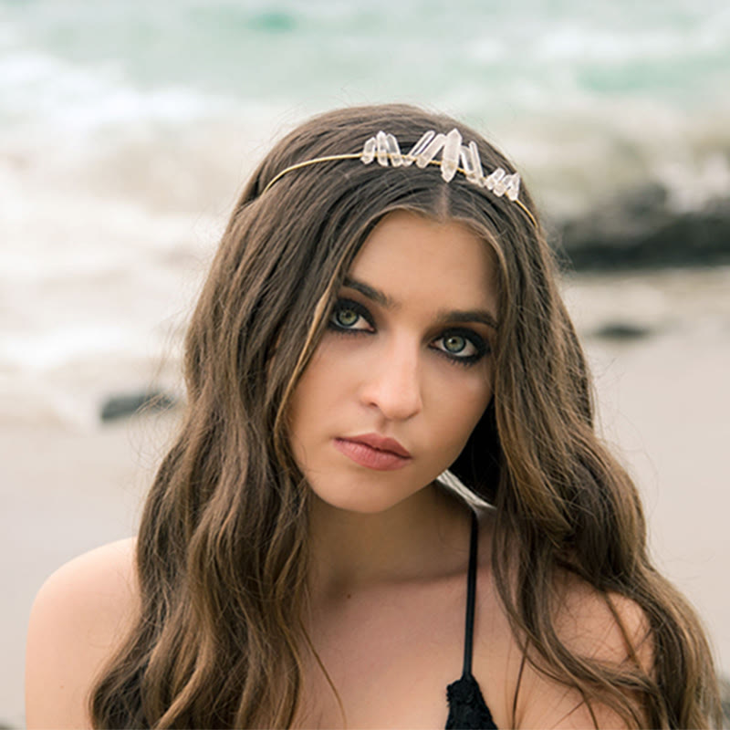 Olivenorma Clear Crystal Minimal Fairy Crystal Crown - image 7