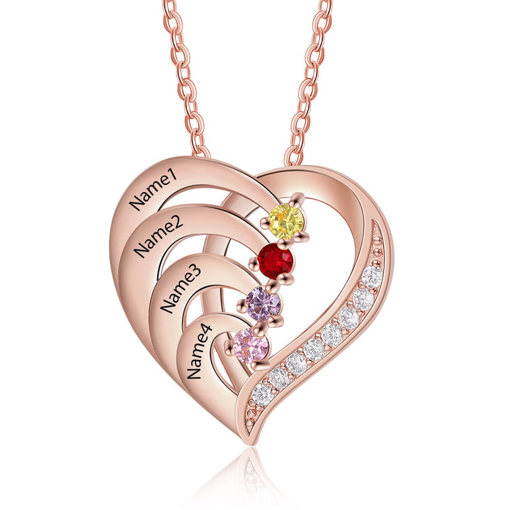 Collana personalizzata Olivenorma con cuore inciso e pietre portafortuna