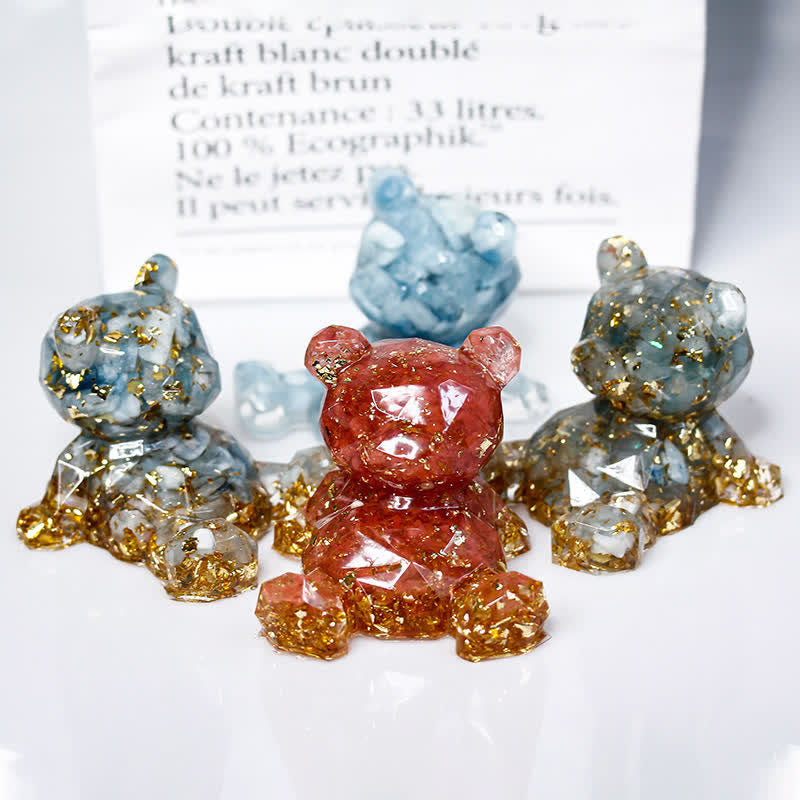 Decorazione con pietra preziosa a forma di orso con specchio di cristallo Olivenorma