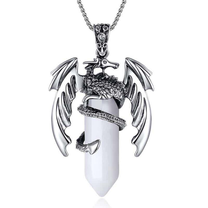 Collana Reiki con pietra curativa in cristallo di drago vintage Olivenorma 
